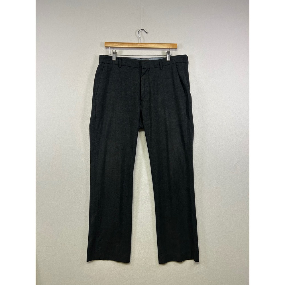 Dark Academia Gap Mens 32x32 Charcoal Grey‎ Glen Plaid Cotton Straight Leg Pants